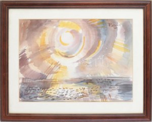 Pleidell János (1915-2007) : Balatoni fények, 1985. Akvarell, papír, jelezve jobbra fent. Üvegezett fakeretben...