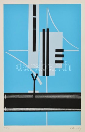 Kolozsváry Zsigmond (1899-1983) : La géométrie à l'épreuve du temps. Szitanyomat, papír, jelzett, számozott (49/100). 44×28 cm ...