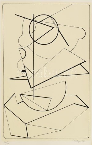 Martyn Ferenc (1899-1986): (Ferenc Ferenc): Geometrikus kompozíció, 1978. Szitanyomat, papír, jelzett. Számozott: 49/100. 48×31,5 cm ...