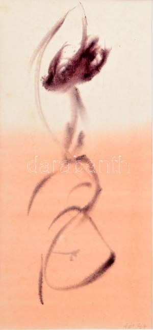 Tót Endre (1937-): Kalligráfia (cím nélkül), 1964. Akvarell, papír. Jelezve jobbra lent: tót 64. Üvegezett fakeretben...