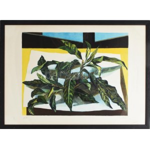 Guttuso, Renato (1911-1987): Virág csendélet. Litográfia, papier, jelzett, számozott 108/120 41x52 cm Üvegezett keretben...