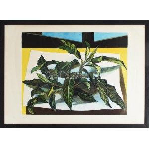 Guttuso, Renato (1911-1987): Virág csendélet. Litográfia, papír, jelzett, számozott 108/120 41x52 cm Üvegezett keretben...