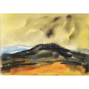 Bordi András (1905-1989): Maros menti dombok (Erdély), 1972. Akvarell, papír, jelezve balra lent, 34×48,5 cm...