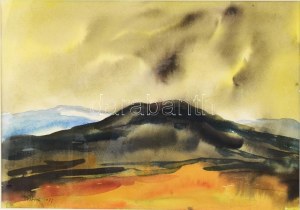 Bordi András (1905-1989): Maros menti dombok (Erdély), 1972. Akvarel, papír, jelezve balra lent, 34×48,5 cm...