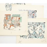 Szegő Gizi (1902-1985) : Háry János karikatúrák vázlatai, 11 db. Tus, akvarell, papír...