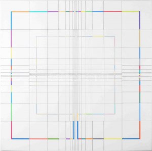 Ottó László (1966-): Yantra-ipsum (2), 2014. Akril, vászon, jelzett a hátoldalán. 75×75 cm / Acrilico su tela...