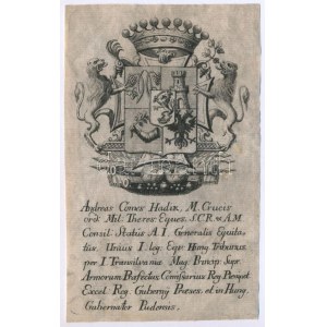 Andreas Comes Hadik (gróf Hadik András), XVIII. v. XIX. sz.). Rézmetszet, papier, jelzés nélkül. 15x9 cm...