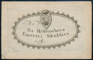 Ex bibliotheca Emerici Skublics, XIX.sz. eleje. Rézmetszet, papier, jelzés nélkül. 5x8 cm...