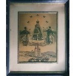 [A mariazelli bazilika és búcsújáróhely látképe a Szűzanyával és Jézussal. Litográfia (1880 körül). Mariazell...