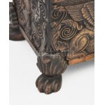 Ládika, Griff madaras díszítéssel, oroszlán lábas, Bronz, XIX. sz. 17x10x9 cm