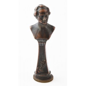 Pecsétnyomó Goethe büszttel Bronz, monogrammi, XIX. sz. vége 8 cm