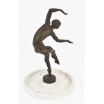 Kerényi Jenő (1908-1975): Táncosnő (Táncoló art deco nőalak), 1929-30 körül. Patinázott bronz, márvány talapzaton...