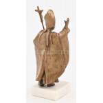 Kutas Ágnes (1951-) (Erőss Ágnesként szignálva).: II. János pál pápa: Bronz, márvány talapzaton jelzett m: 19 cm...