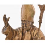 Kutas Ágnes (1951-) (Erőss Ágnesként szignálva)...: II. János pál pápa: Bronz, márvány talapzaton jelzett m: 19 cm ...