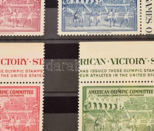 1940 Olimpia, sport 4 klf ívszéli levélzáró / Comité olympique américain étiquettes marginales