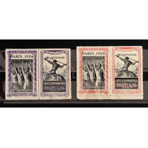 1924 Párizsi olimpia 4 klf levélzáró (bal oldali piroson betapadás) / Olympische Etiketten ...