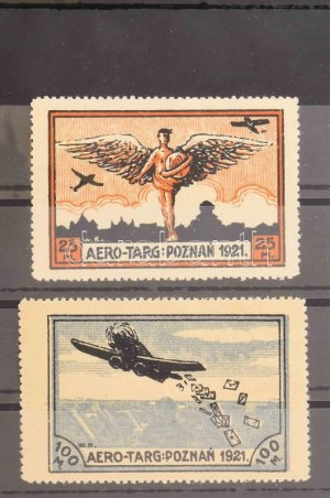 1921 2 klf Aero-Targ Poznań félhivatalos repülő bélyeg / Mi I-II