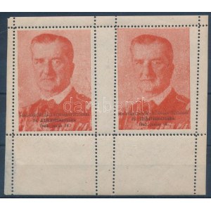 1943 Horty 75. születésnapja levélzáró kisív / Etiketten-Block