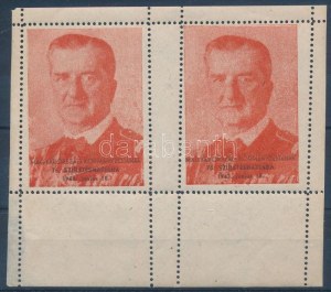 1943 Horty 75. születésnapja levélzáró kisív / label mini sheet