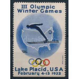 1932 Lake Placid olympia, nagyon ritka levélzáró