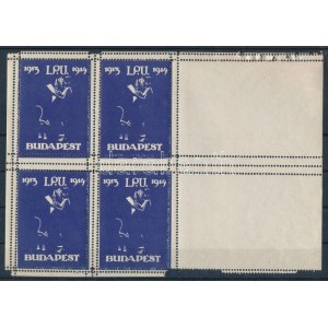 1914 IPU levélzáró négyestömb nagy ívszéllel / label block of 4 with large margin