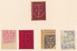 1935 Újpest levélzáró 4 klf nyomási eltérés / 4 Etiketten