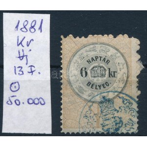 1881 Naptárbélyeg 6kr / Calendar stamp