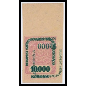 Fővárosi illetékbélyeg 10.000K kettős felülnyomással, az egyik fordított / with double overprint...