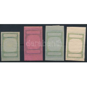 4 okmánybélyeg fázisnyomat / phase prints of fiscal stamps, 4 different