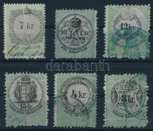 6 db okmánybélyeg papierránccal / fiscal stamps with paper crease