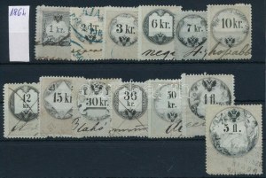 1864 13 db okmánybélyeg / Steuermarken