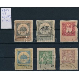 1903 6 db okmánybélyeg / znaczki skarbowe
