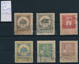 1903 6 db okmánybélyeg / fiscal stamps