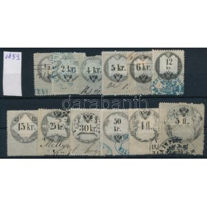 1859 12 db okmánybélyeg / timbres fiscaux