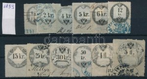 1859 12 db okmánybélyeg / fiscal stamps