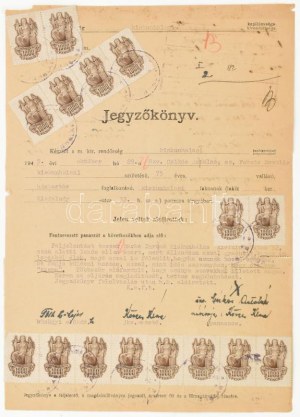 1945 Jegyzőkönyv 46.000P illetékkel / Registre de police avec timbres fiscaux