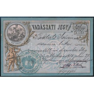 1880 Nyitra, vadászati jegy, szép állapotban / Lovecký lístek
