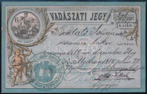 1880 Nyitra, vadászati jegy, szép állapotban / Jägerkarte