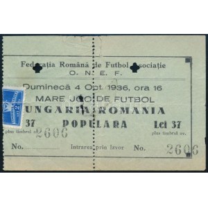 1936 Román-magyar meccs belépőjegye