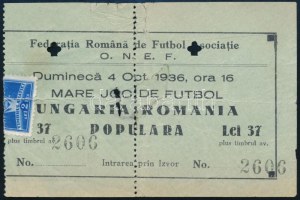 1936 Román-magyar meccs belépőjegye