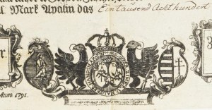1826 Apatin (Abthausen), ács-mesterlevél, német nyelven, rézmetszet, alul díszes címerrel, sc : Zombor...