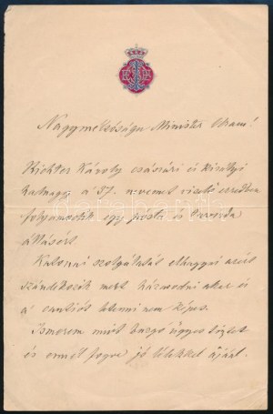 1893 Asburgo-Lotharingiai József Károly Lajos főherceg (Pozsony, 1833 - Fiume, 1905...