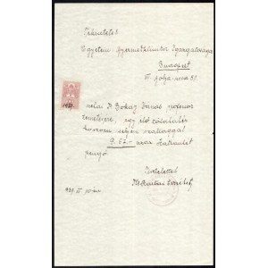 1937 ifj. Bókai Bókay János (1858-1937), gyermekgyógyász, egyetemi tanár temetésére küldött virágszámla, az ...