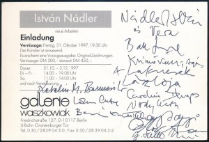 1997 István Nádler neue Arbeiten. Berlino, Galerie Waszkowiak. Kiállítási kártya méretű kiállítási meghívó...