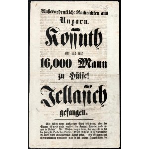 1848 Außerordentliche Nachrichten aus Ungarn. Kossuth wyrzucił nas z 16 000 ludzi do piekła! Jellasich gefangen...