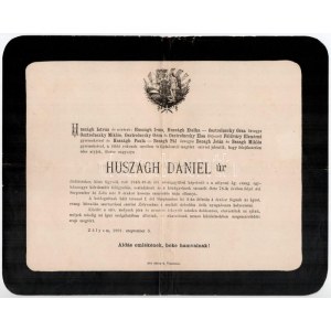 1891 Huszágh Dániel (1813-1891) földbirtokos, ügyvéd, volt 1848-49-iki országgyűlési képviselő, a zólyomi ág. evang....
