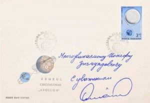 Dumitru Prunariu (1952- ) román űrhajós autográf sorai és aláírása emlékborítékon ...