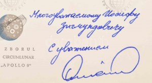 Dumitru Prunariu (1952- ) román űrhajós autográf sorai és aláírása emlékborítékon ...