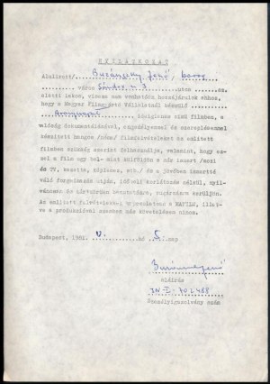 1981 Buzánszky Jenő válogatott labdarúgó és feleségének hozzájáruló nyilatkozata az Aranycsapat c...