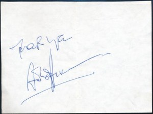 Anthony Perkins (1932-1992) amerikai színész aláírása papierlapon / autogram